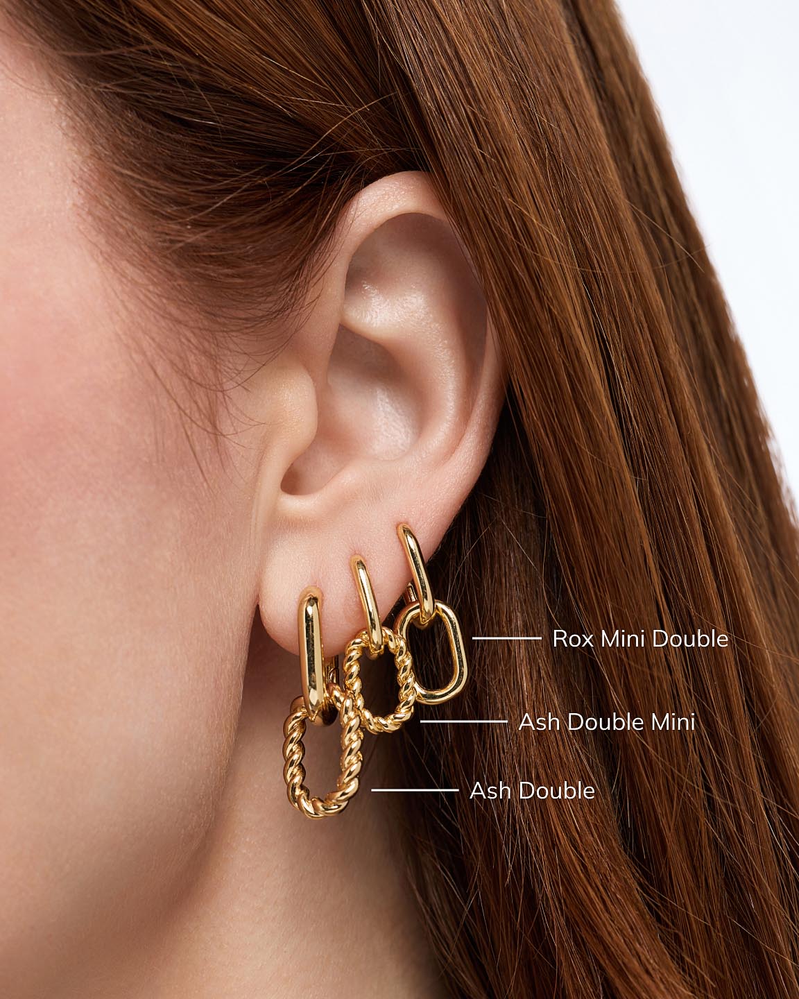 Double Hoop Earrings - Ash Double Marble Blue
