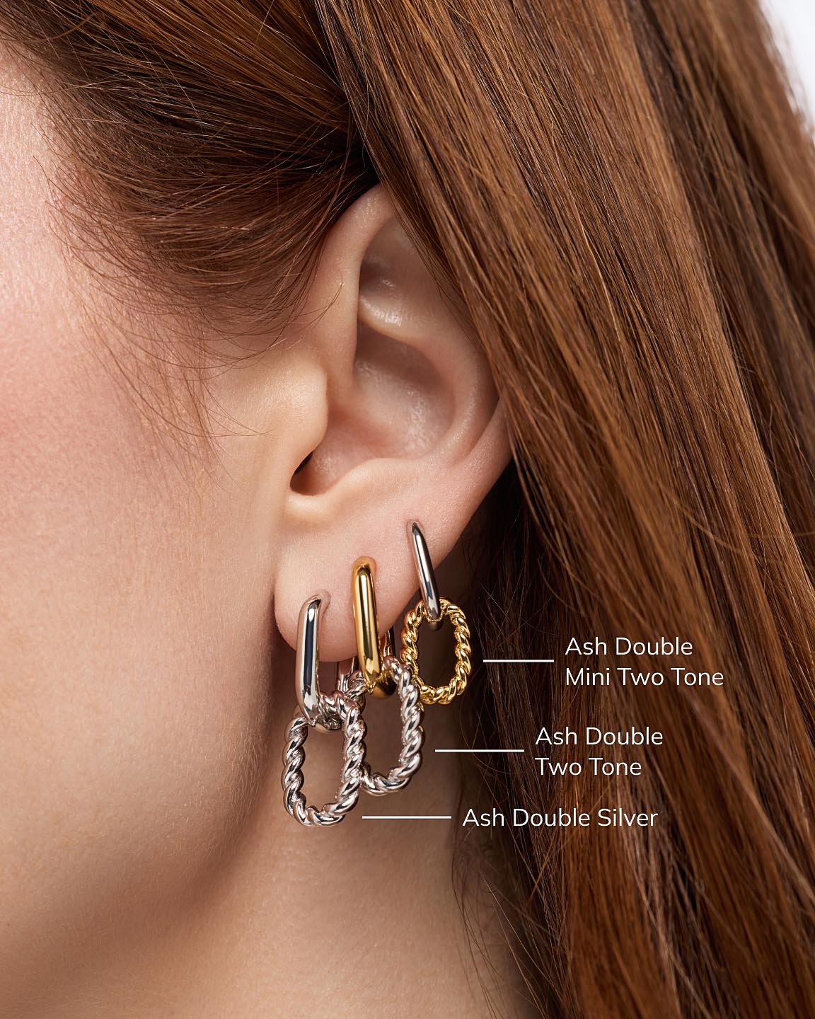 Double Hoop Earrings - Ash Double Marble Blue