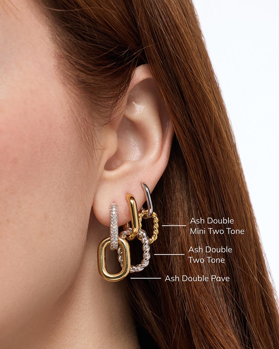 Double Hoop Earrings - Ash Double Marble Blue