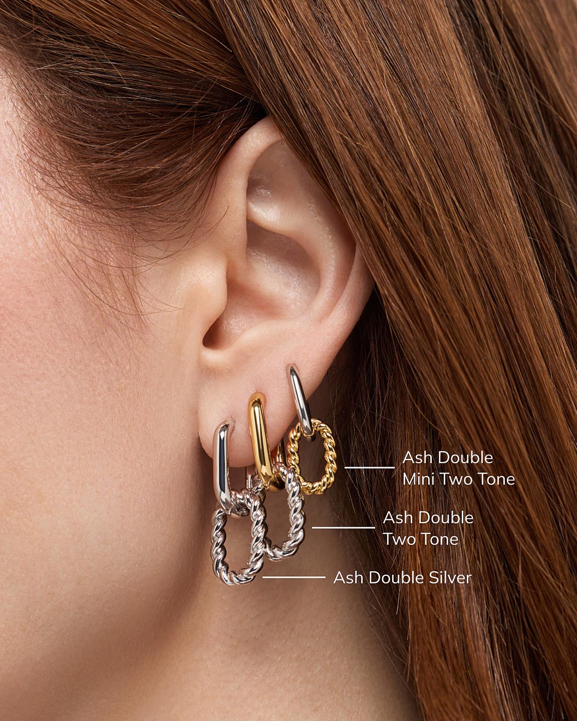 Double Hoop Earrings - Ash Double Marble Blue