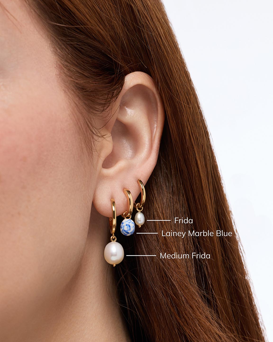 Drop Earrings - Lainey Medium Marble Blue