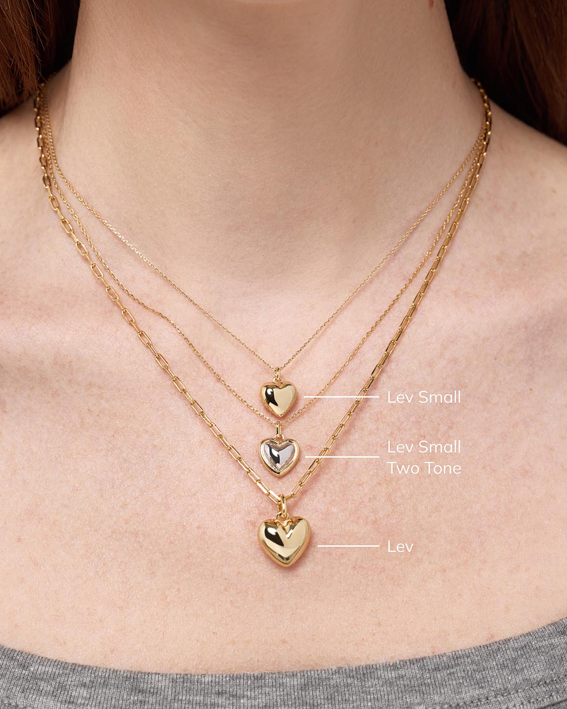 Gold Heart Necklace - Lev Small