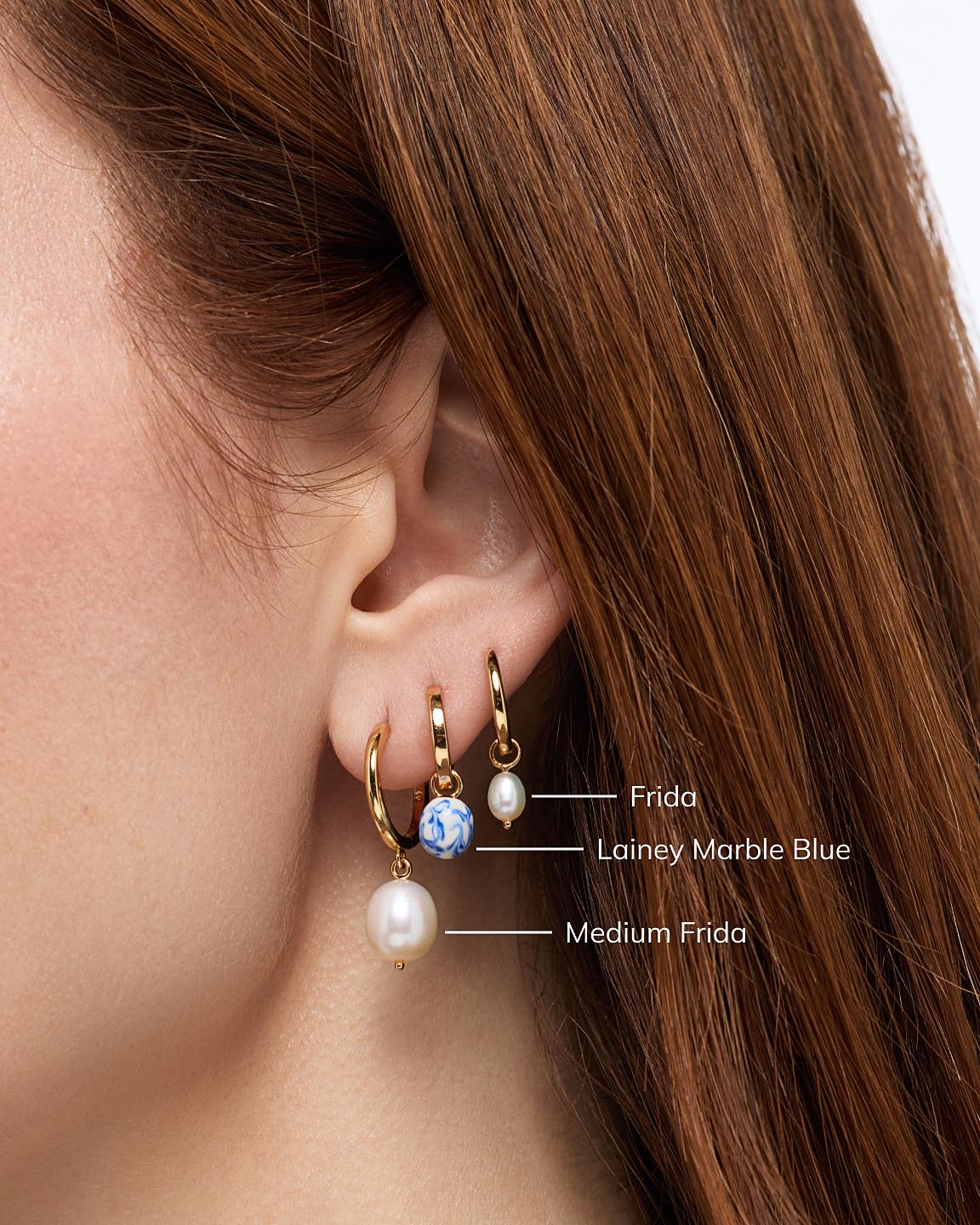 Drop Earrings - Lainey Medium Marble Blue