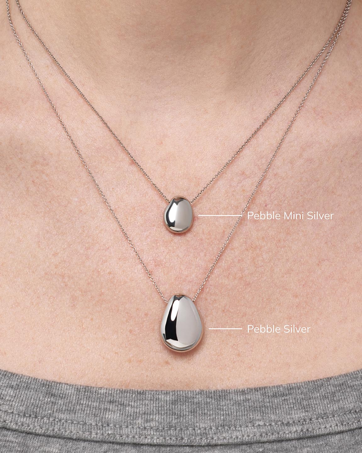 Gold Pendant Necklace - Pebble