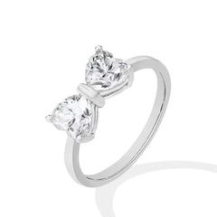 Sterling Silver Moissanite Feminine Bow Ring