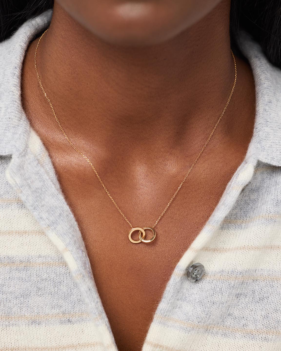 10K Solid Gold Links Circle Pendant Necklaces For Women Ana Luisa Duo Links Necklace