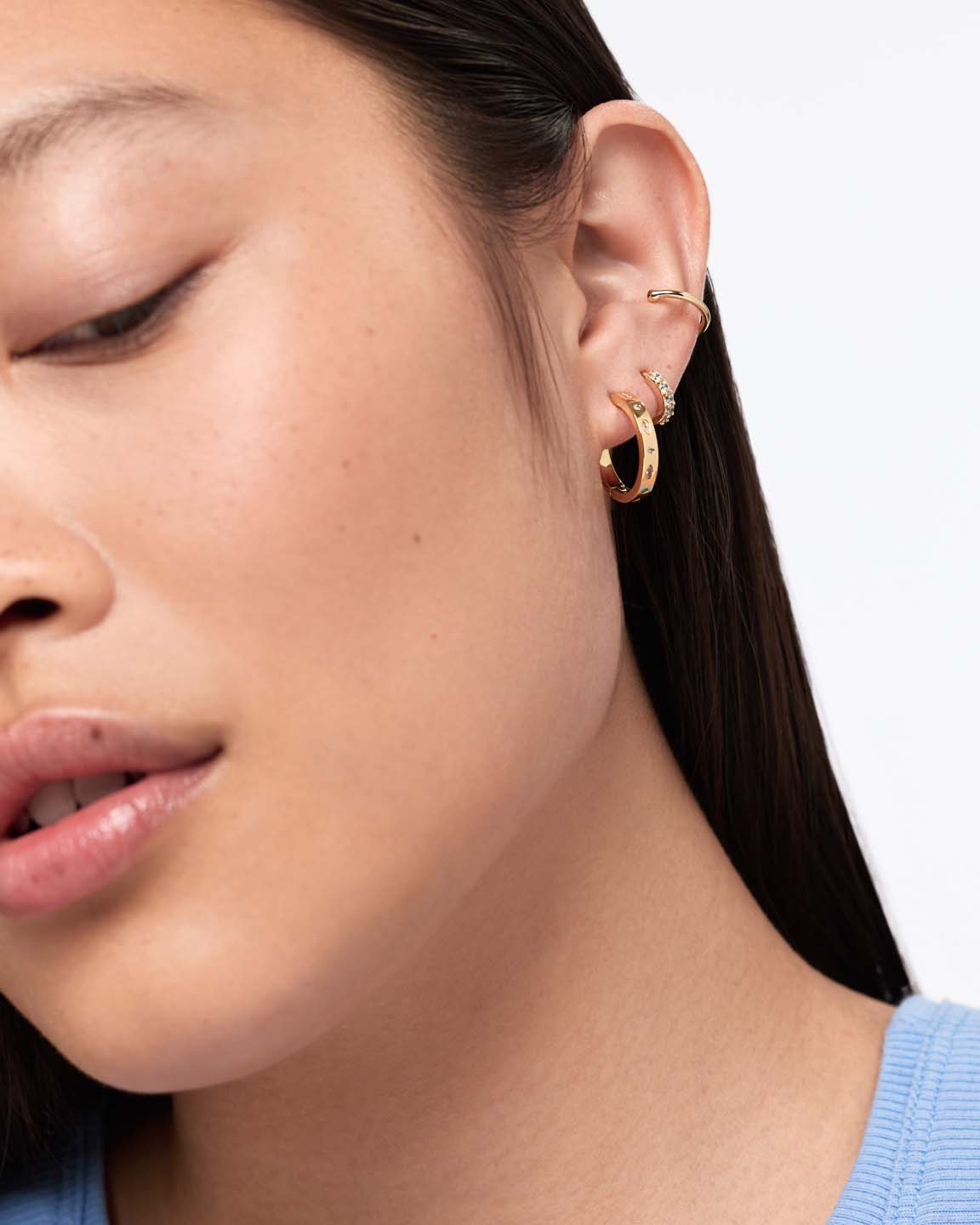 Gold Hoop Earrings - Selena Huggie Hoops
