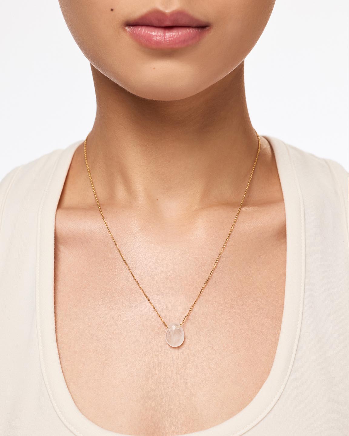 Gold Pendant Necklace - Pebble
