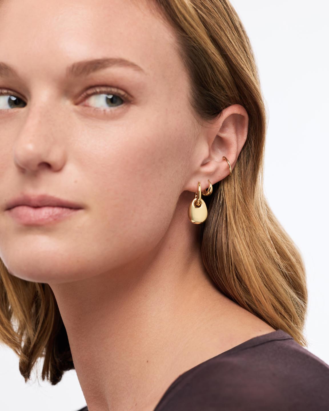 14K Gold Plated Pebble Statement Drop Earrings For Women Ana Luisa Kayla Gold