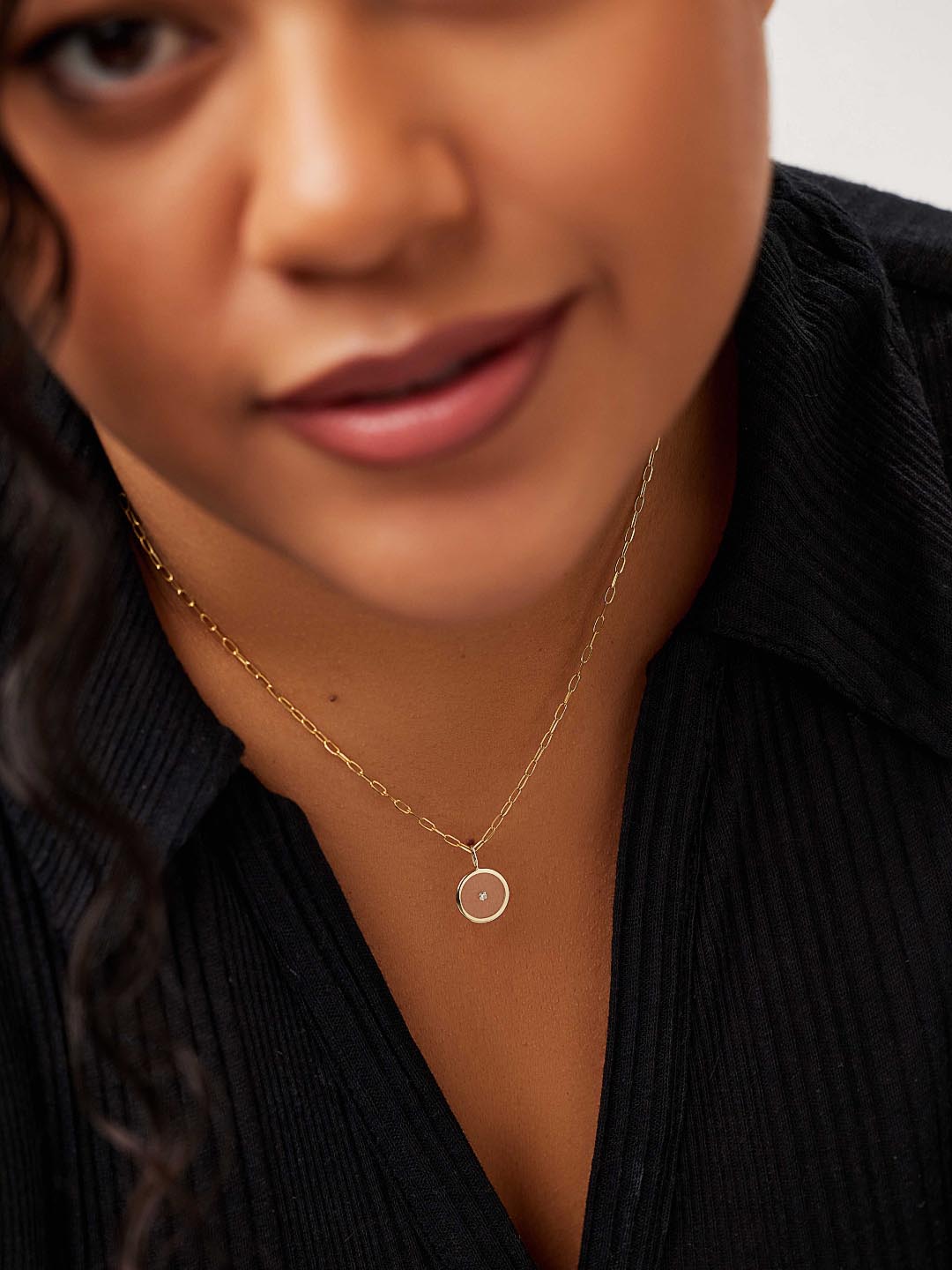 Gold Pendant - Floating Diamond Charm