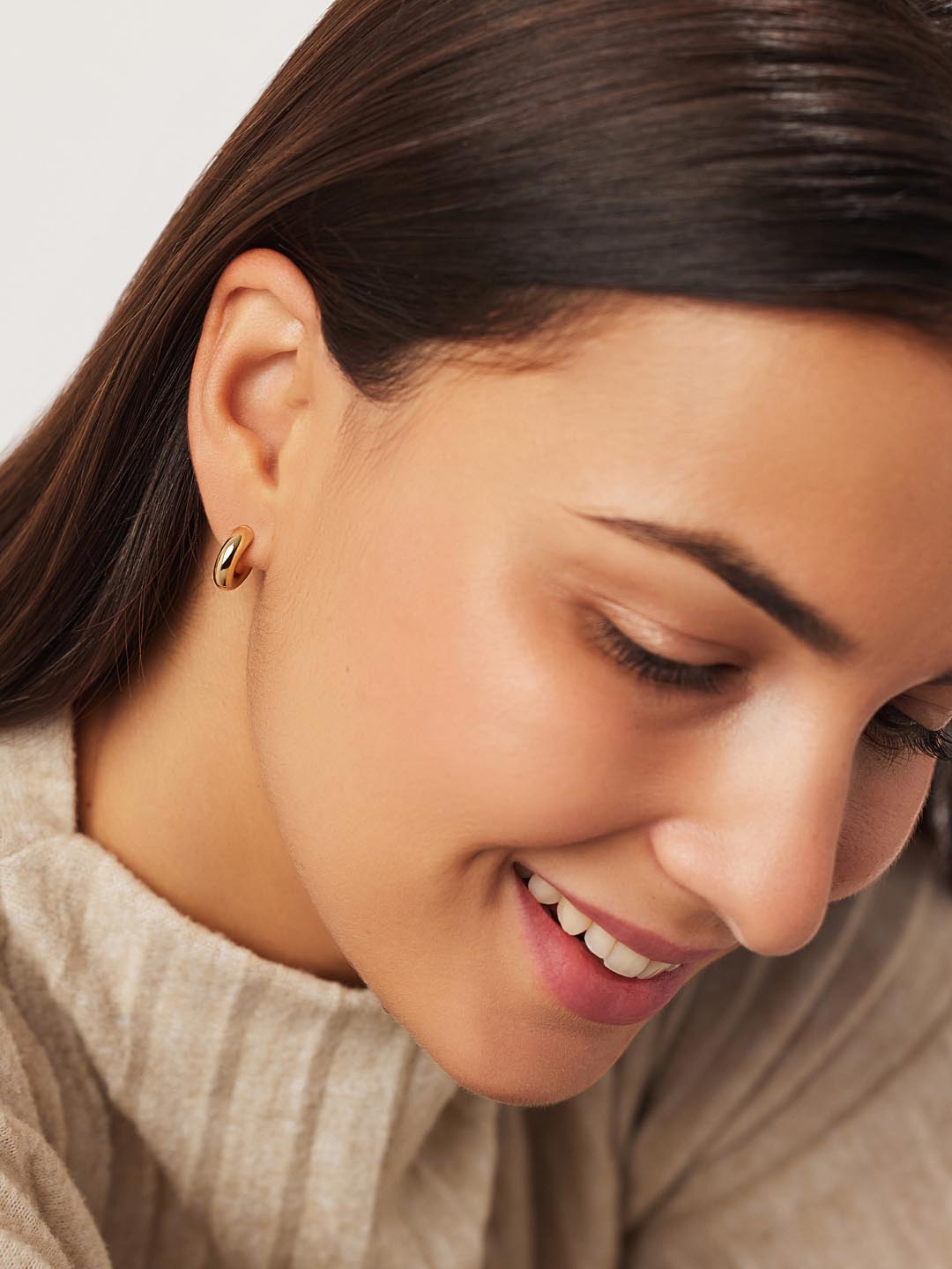 Chunky Gold Hoop Earrings - Gold Bold C-Hoops Large