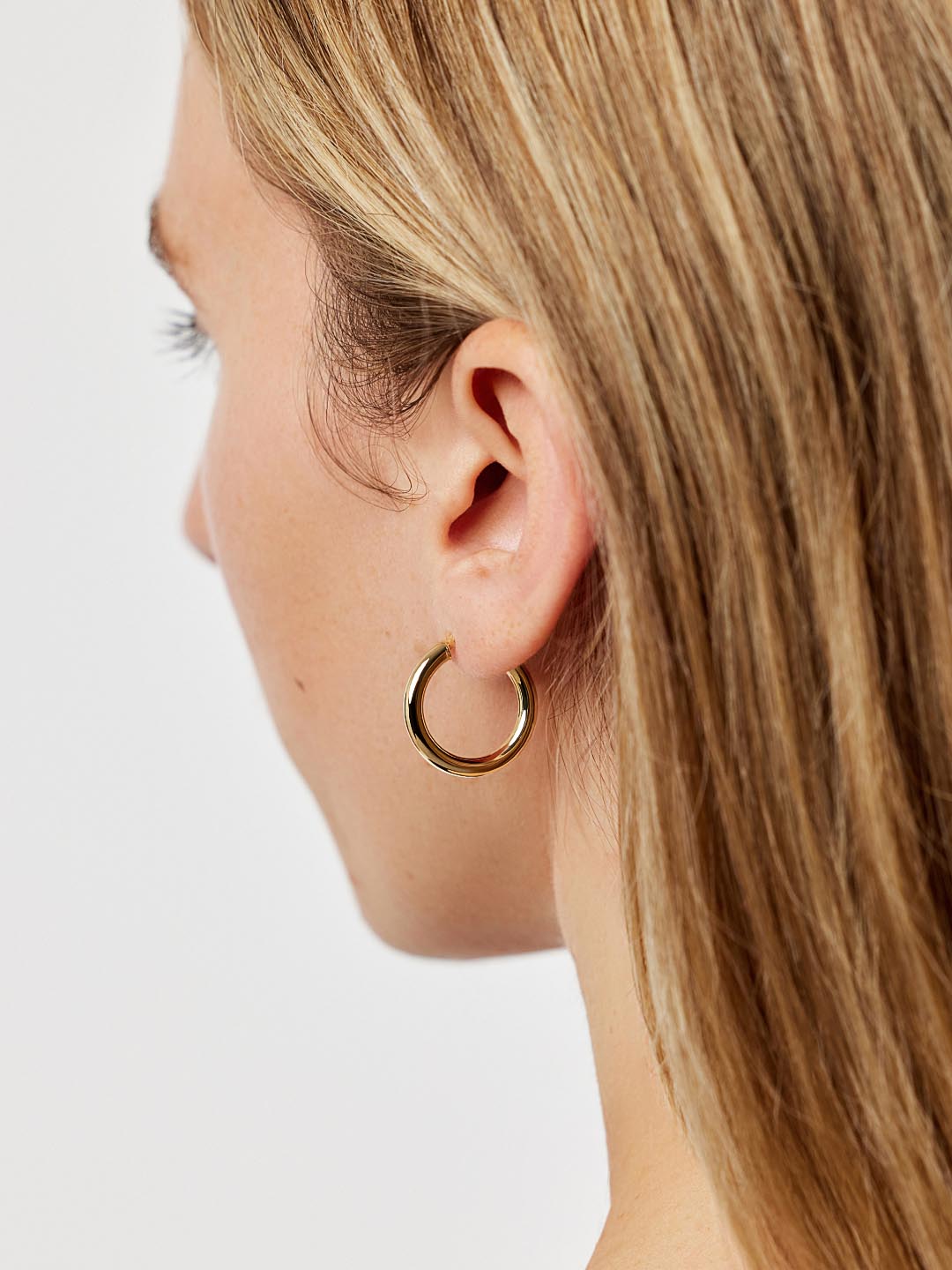 Chunky Gold Hoop Earrings - Gold Classic Hoops Large