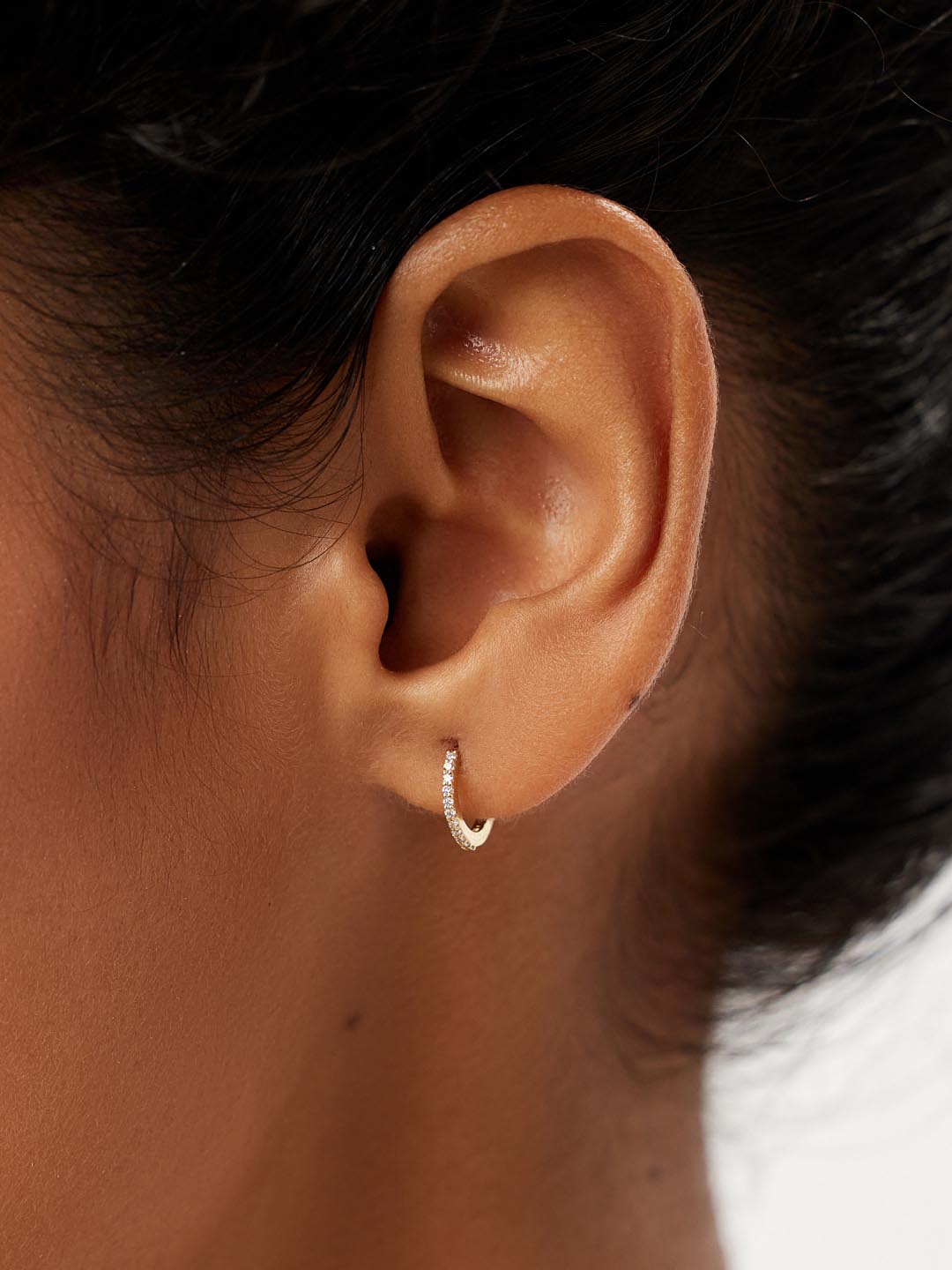 Diamond Hoop Earrings - Diamond Huggie Hoops Medium