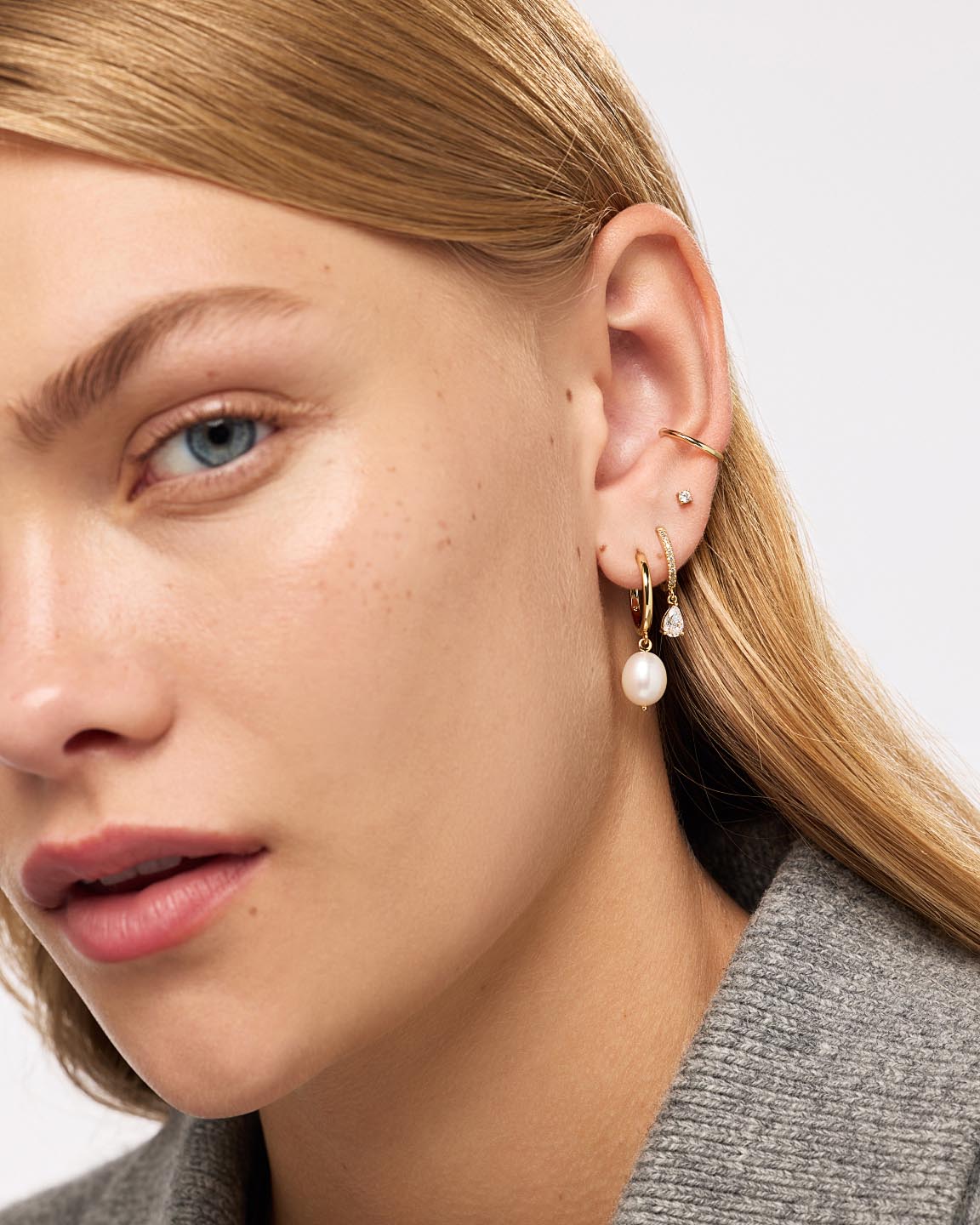Drop Earrings - Lainey Medium Marble Blue