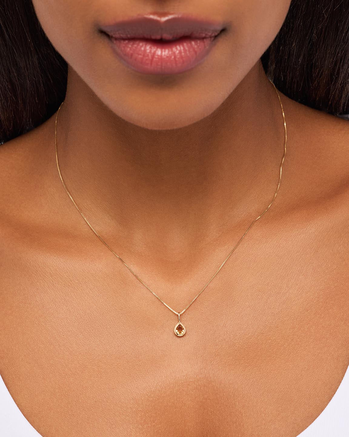 Solid Gold Amethyst Blue Sapphire Blue Topaz Yellow Citrine Semi Precious Stones Birthstones Pendant Necklaces For Women Ana Luisa Teardrop Necklace Citrine