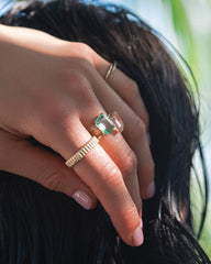 Solid Yellow Gold - Blue Topaz Spritz Ring