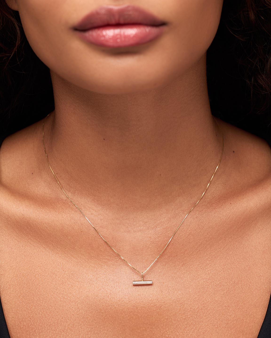 Solid Gold Diamond Fine  Pendant Necklaces For Women Ana Luisa Diamond Toggle Charm Necklace