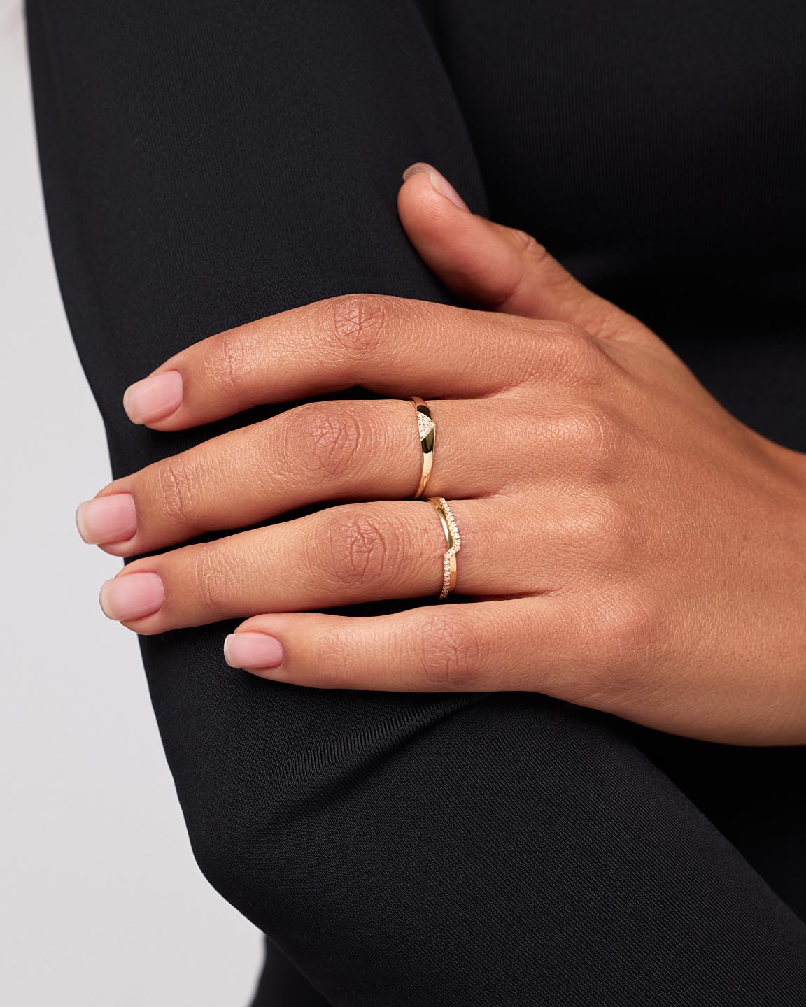 Solid Gold Diamond Fine Band Rings For Women Ana Luisa Trillion Diamond Signet Ring