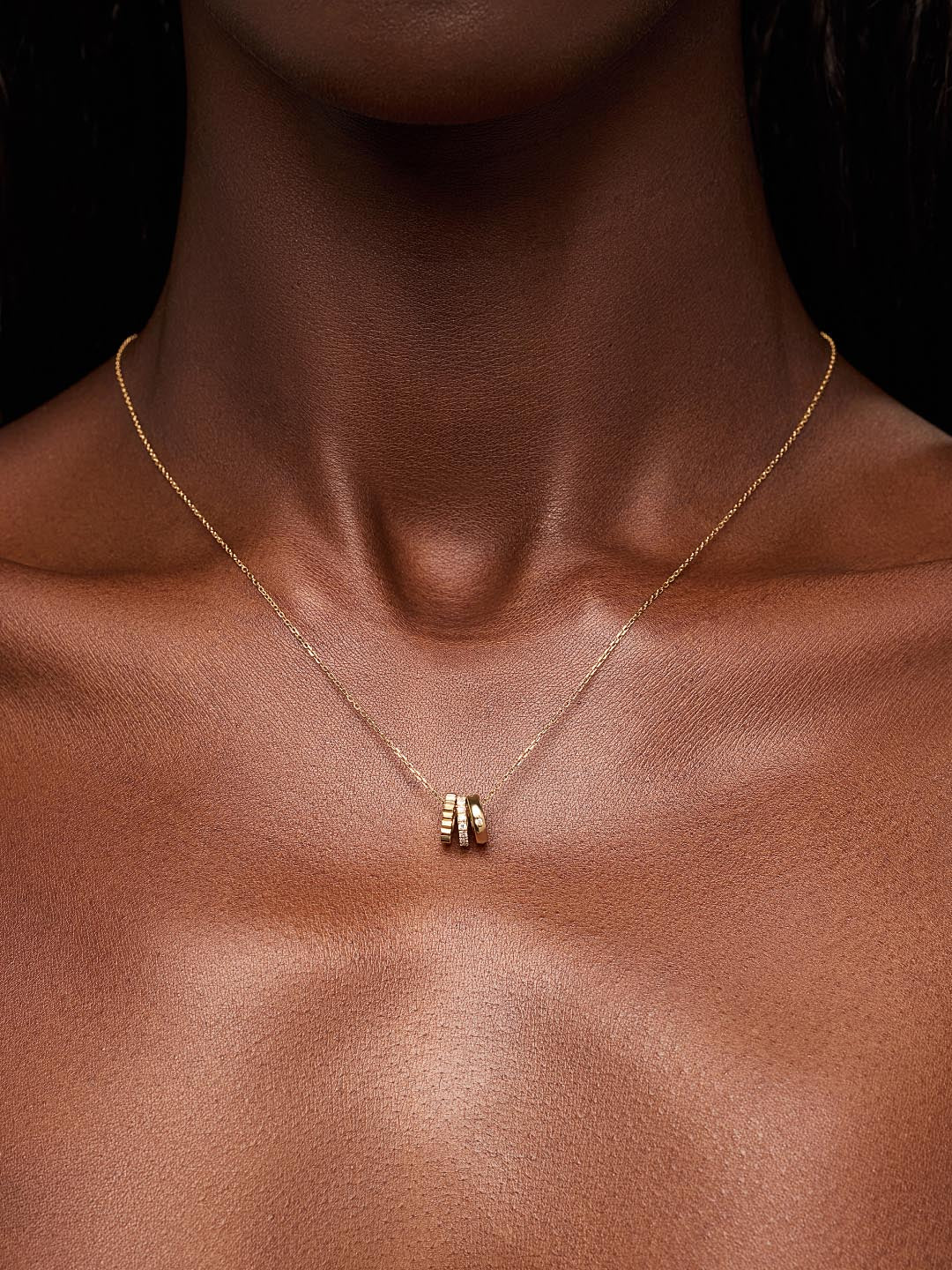 Solid Yellow Gold - Diamond Zeno Charm Necklace