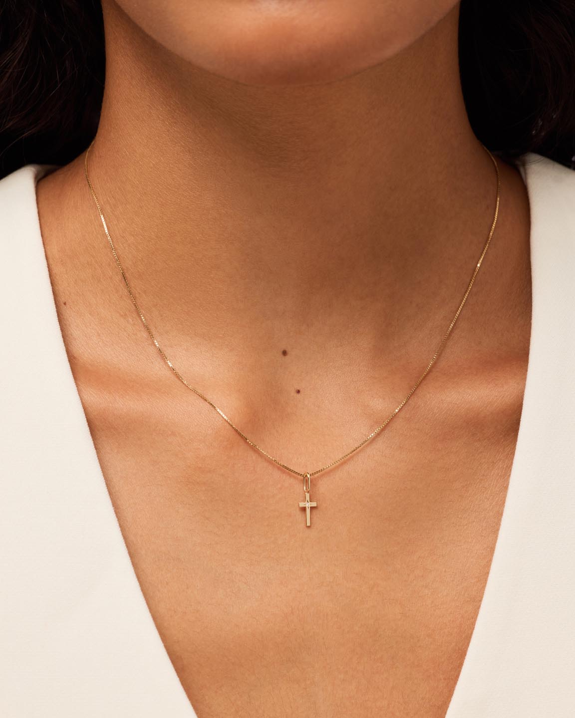 Solid Yellow Gold - Diamond Cross Charm