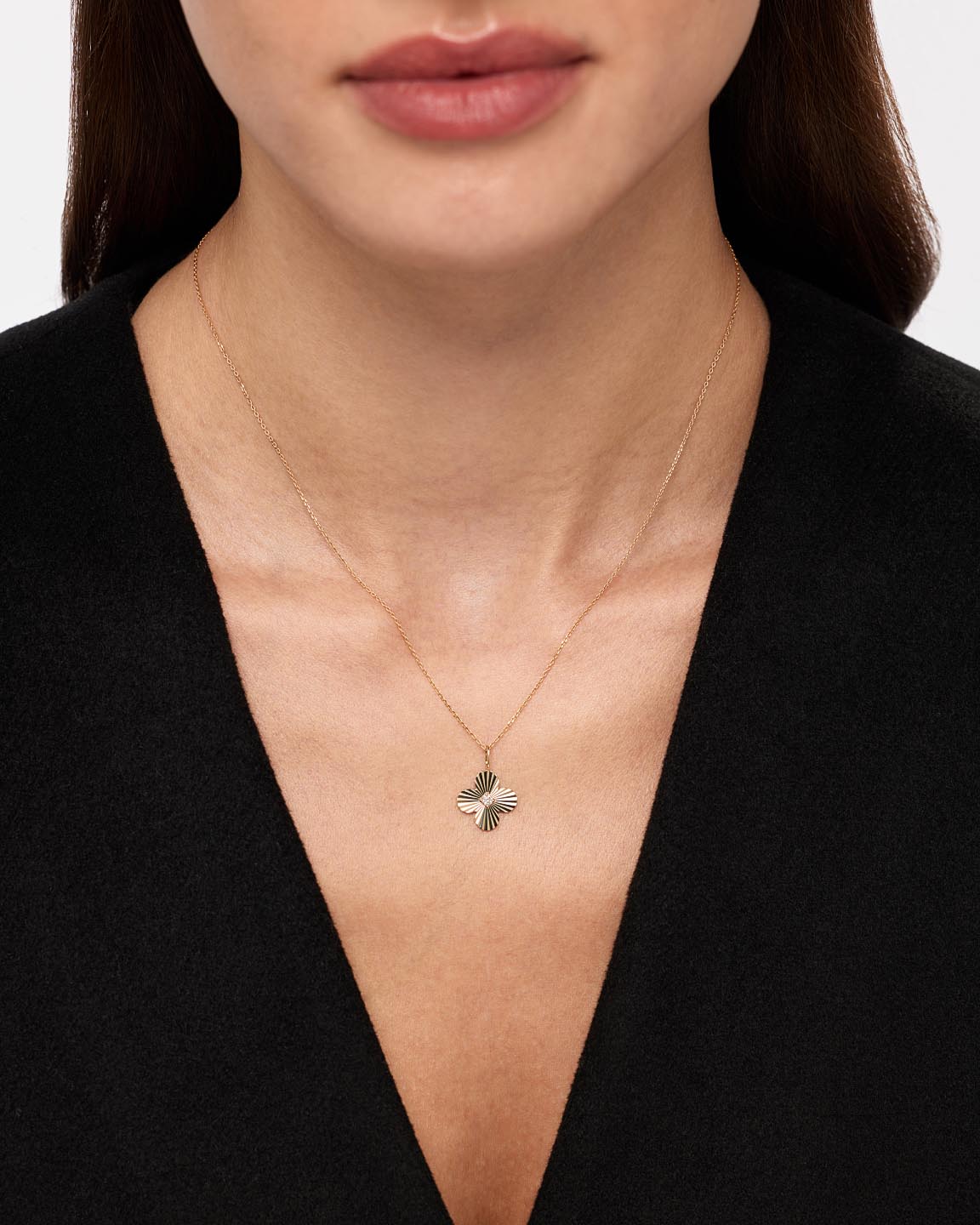 Solid Gold Diamond Solid Bloom Spring Ring Clasp Fine Flower Pendant Necklaces Ana Luisa Large Diamond Flower Charm Necklace