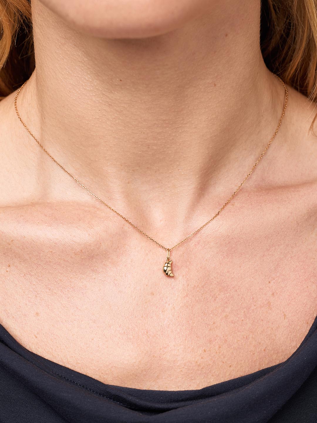 Solid Yellow Gold - Mini Croissant Charm