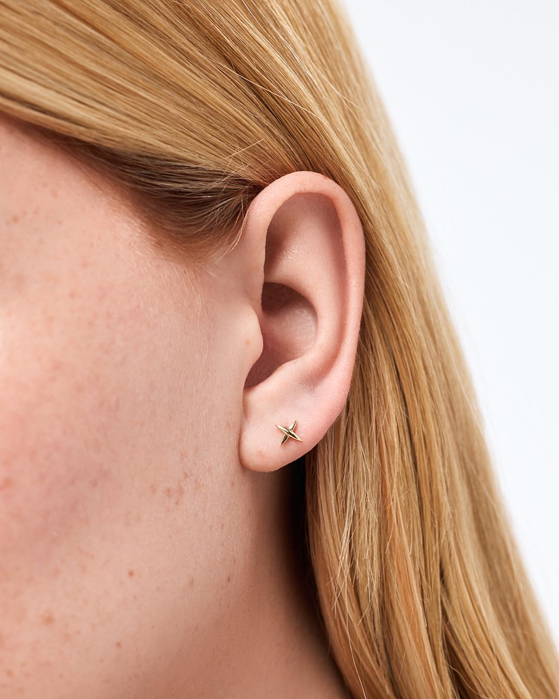 Solid Yellow Gold - X Flatback Single Stud