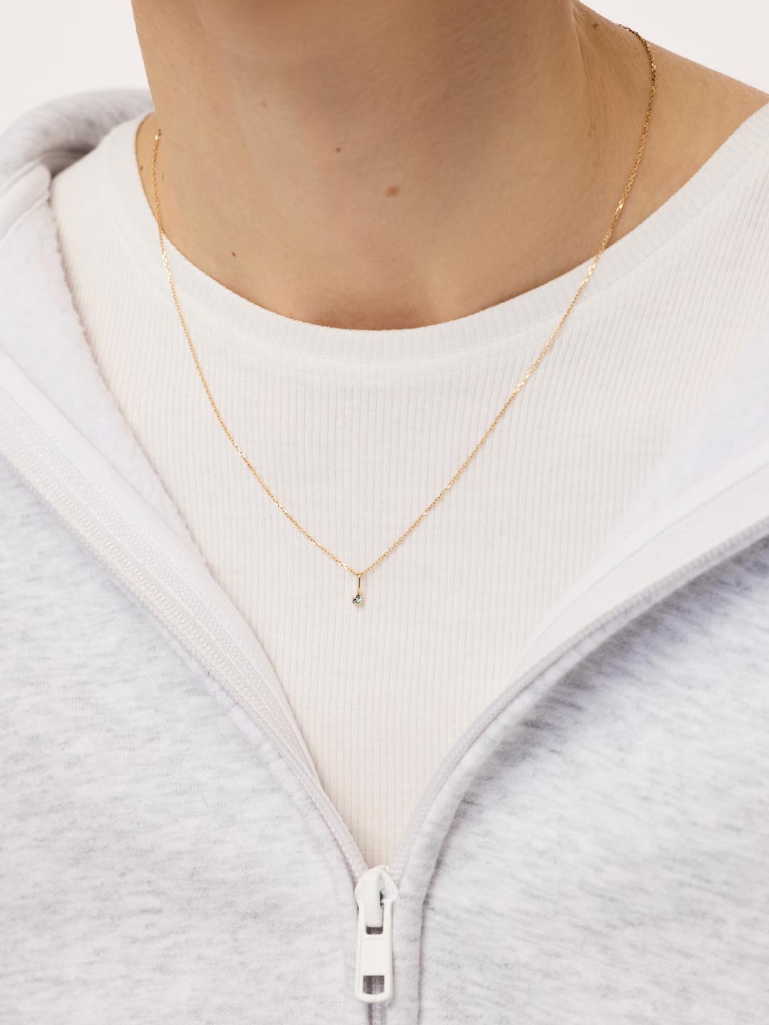 Solid Gold Semi Precious Stones Spring Ring Clasp Birthstone Pendant Necklaces For Women Ana Gold Birthstone