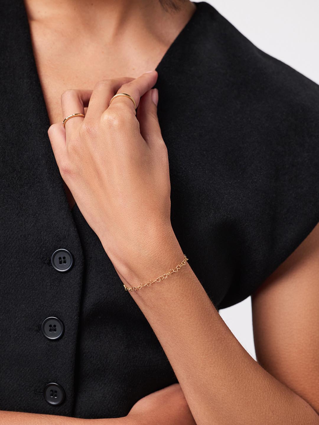 Solid Yellow Gold - Heart Chain Bracelet