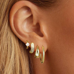 14K 8-Piece Elegant Huggie Hoop Earrings Set