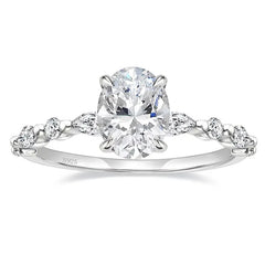 Sterling Silver 3CT Elegant Oval Set Moissanite Accented Band Ring