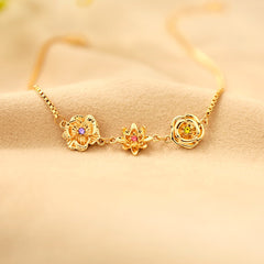 Dainty Birthflower & Birthstone Bracelet