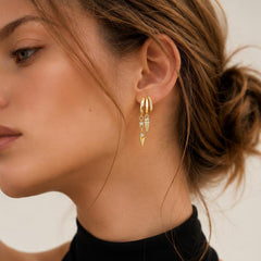 14K Trio Crescent Star and Moon Earrings
