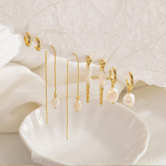 4 Pair Pearl Accented Earrings Set