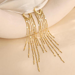 14K Tassel Chain Hoop Earrings