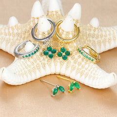 3pc Dainty Floral Huggie Whale Earrings Set - Veinci