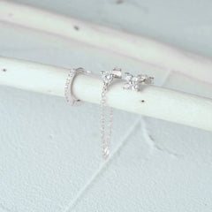 3pc Dainty Floral Tassel Chain Earrings Set - Veinci