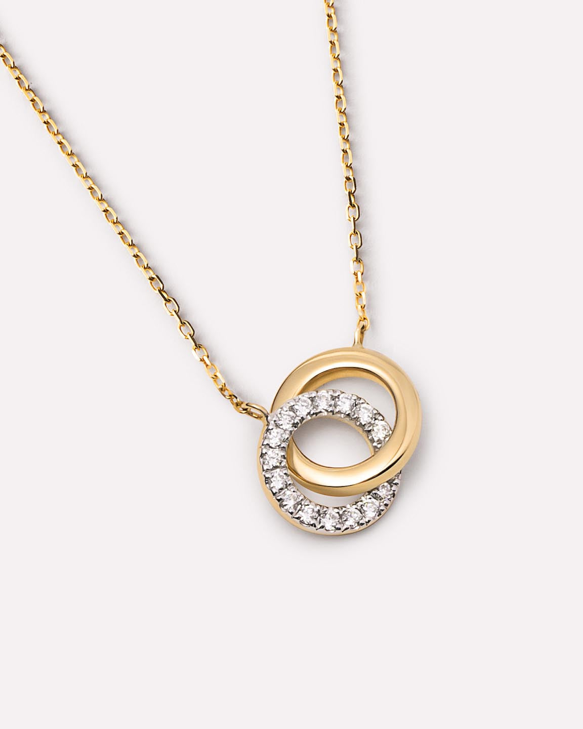 10K Solid Gold Diamond Links Circle Pendant Necklaces For Women Ana Luisa Duo Links Diamond Necklace