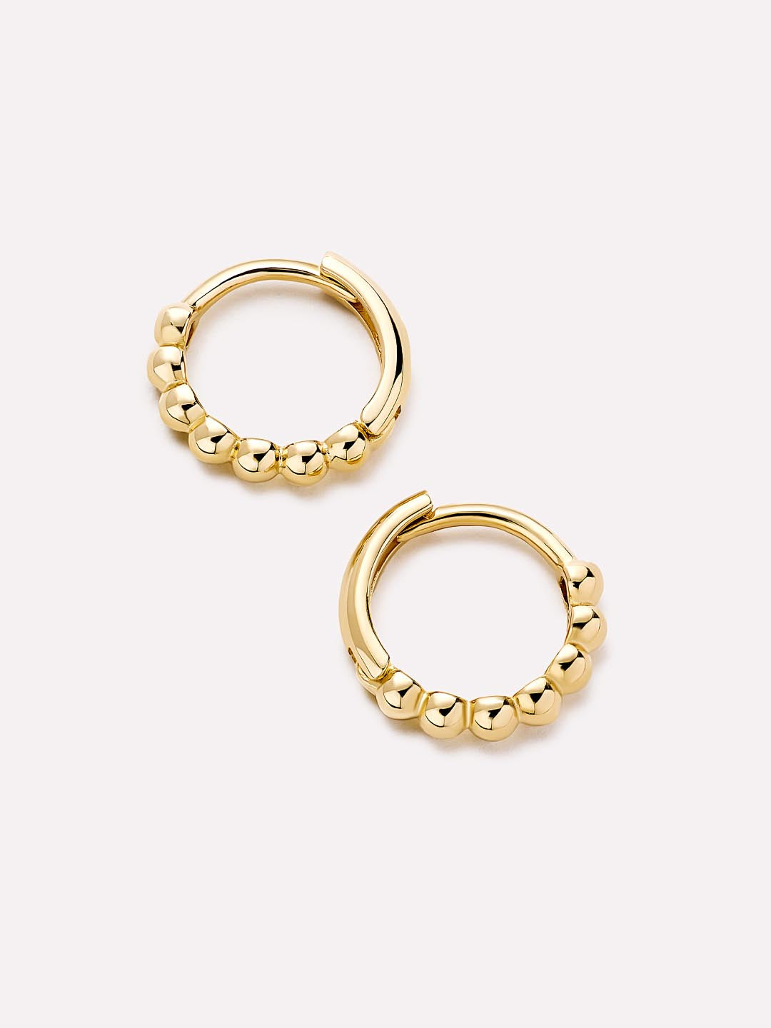 Small Gold Hoop Earrings - Gold Bead Huggie Hoops