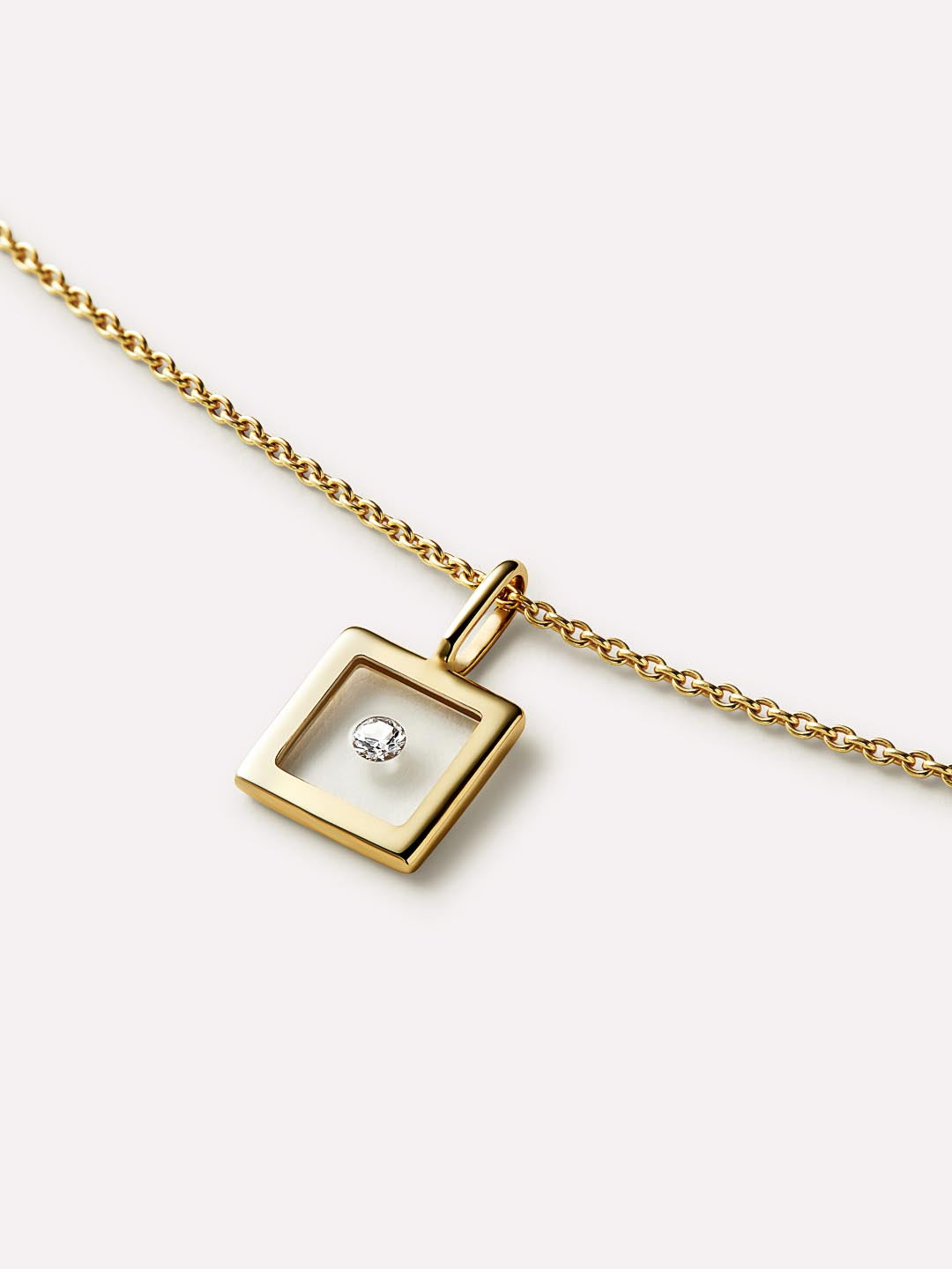 Gold Pendant - Floating Diamond Charm