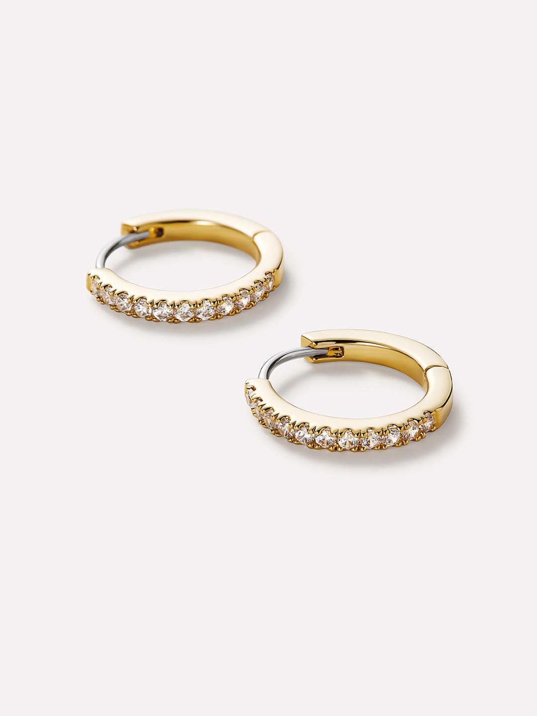 Gold Huggie Hoop Earrings - Pave Huggie Hoops