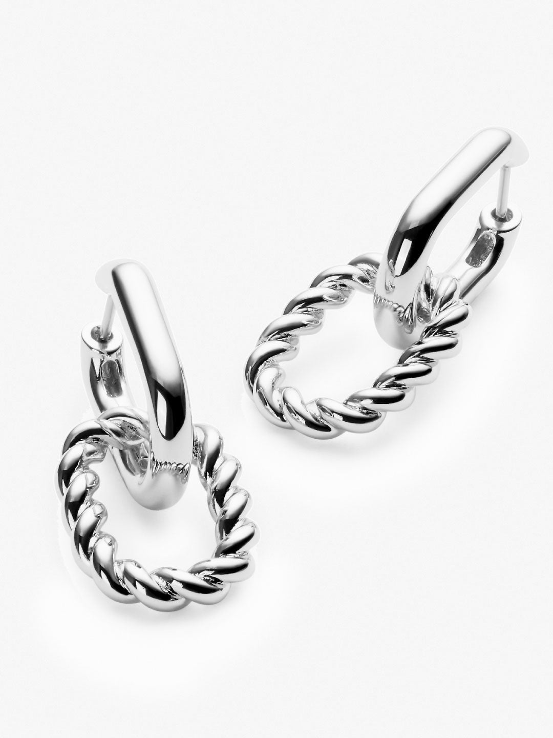 Double Hoop Earrings - Ash Double Marble Blue