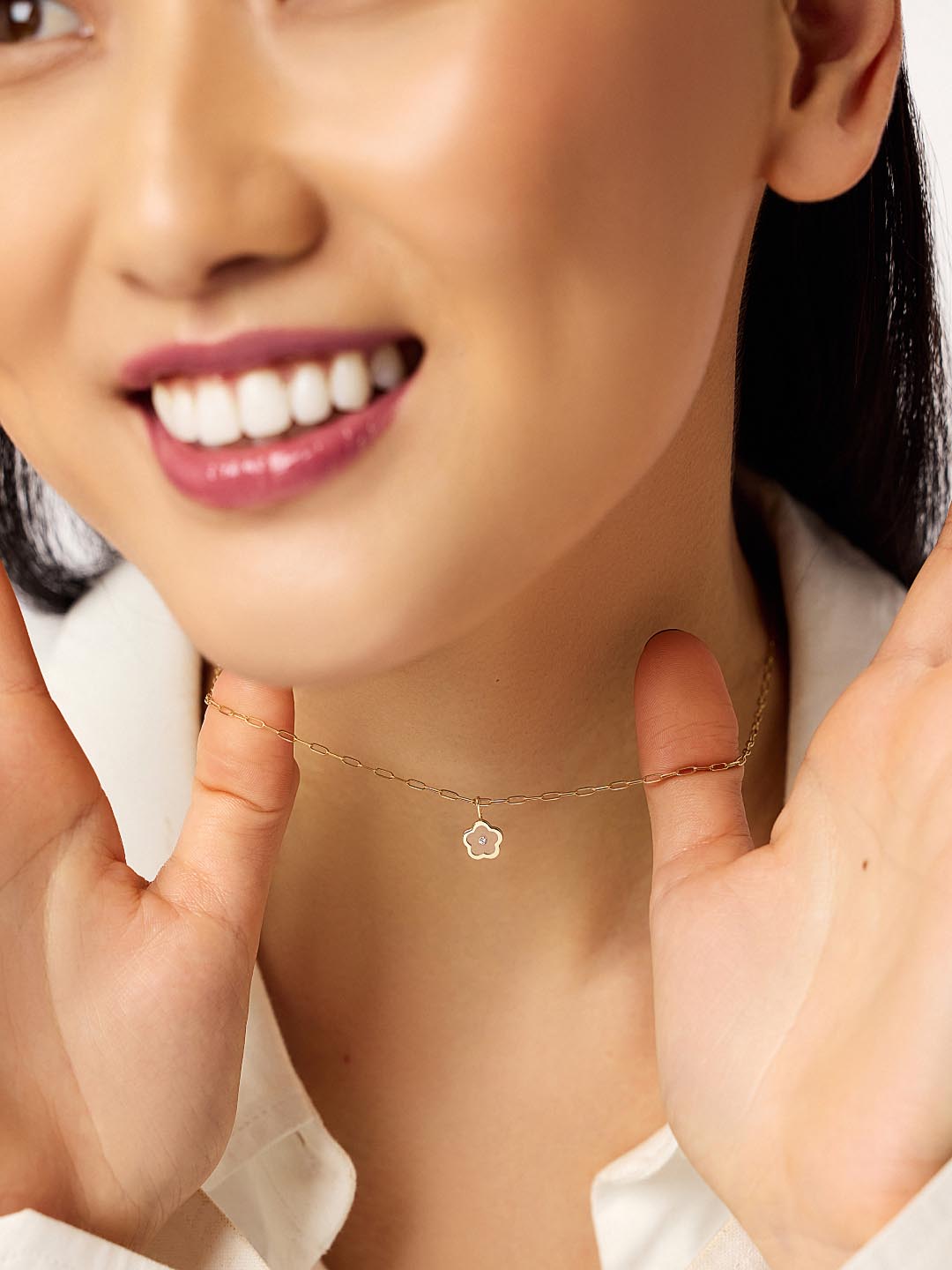 Gold Pendant - Floating Diamond Charm