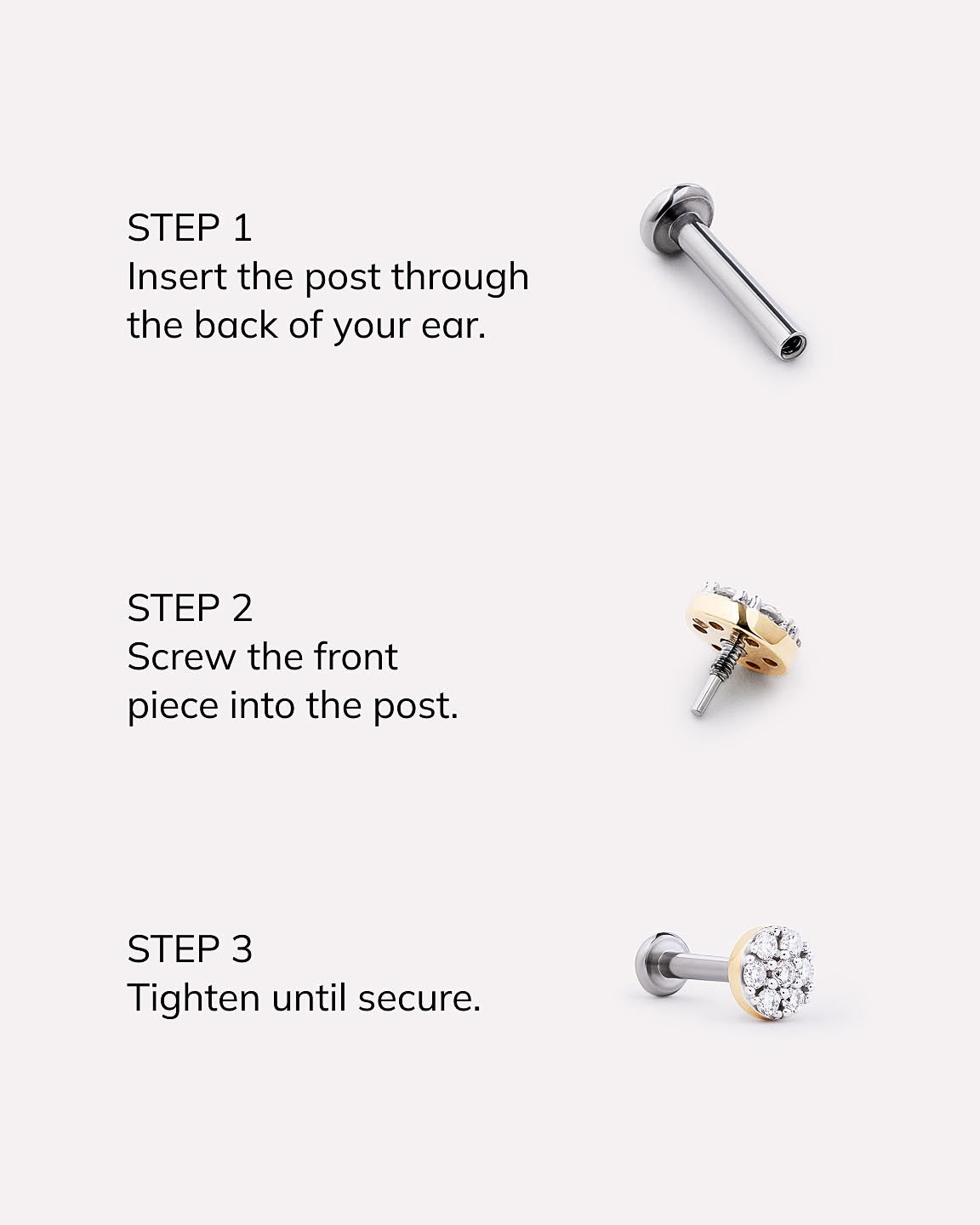 Solid Yellow Gold - Diamond Heart Flatback Single Stud