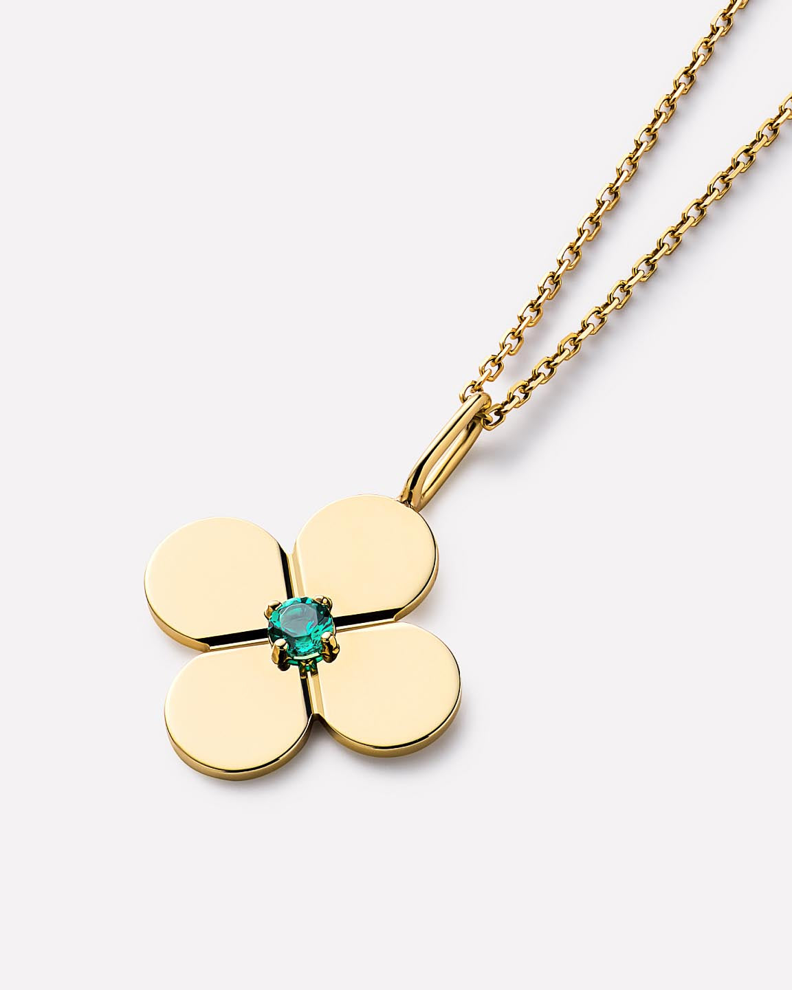 Solid Gold Emerald Solid Bloom Spring Ring Clasp Fine Green Flower Pendant Necklaces Ana Luisa Large Emerald Flower Charm Necklace