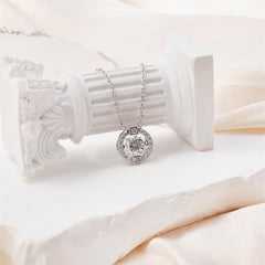 1CT Floating Halo Pendant Necklace