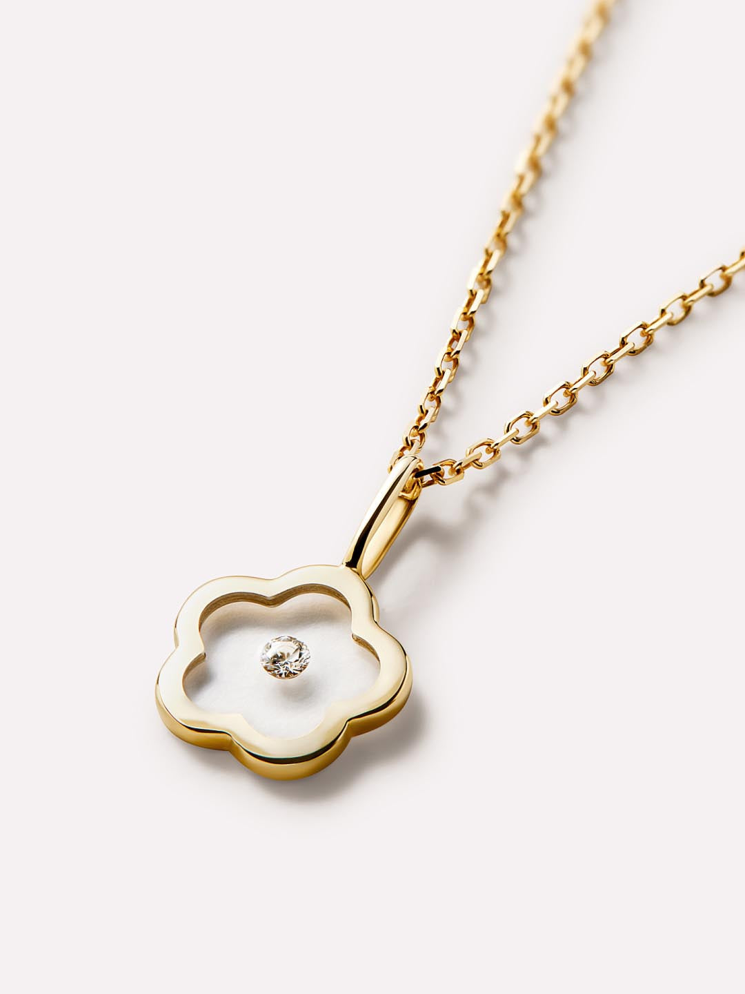 Gold Pendant - Floating Diamond Charm