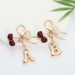 Bubble Initial With Bow & Cherry Bag Charms Keychain