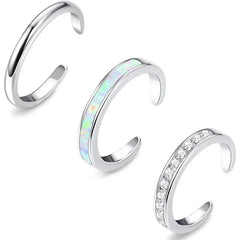 3-Piece 14K Opal Toe Rings
