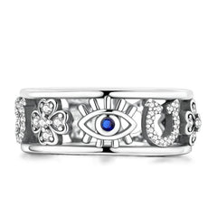 Sterling Silver Lucky Evil Eye Ring